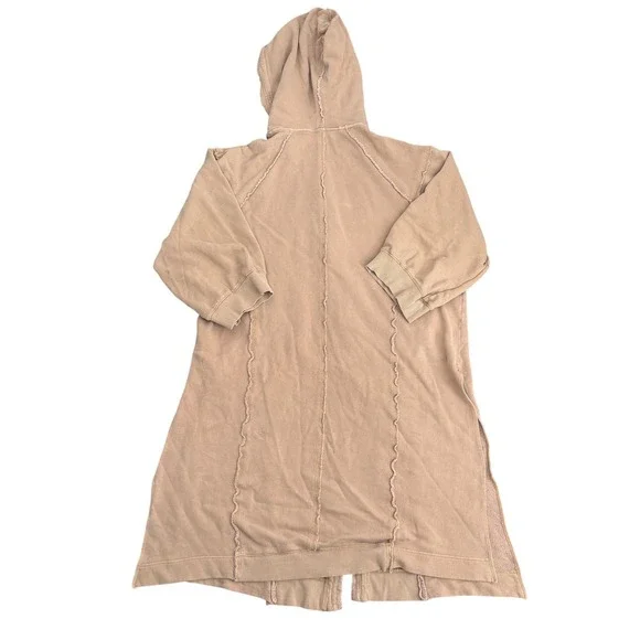 Free People Long Hooded Duster Coat in Khaki - Picture 3 of 8